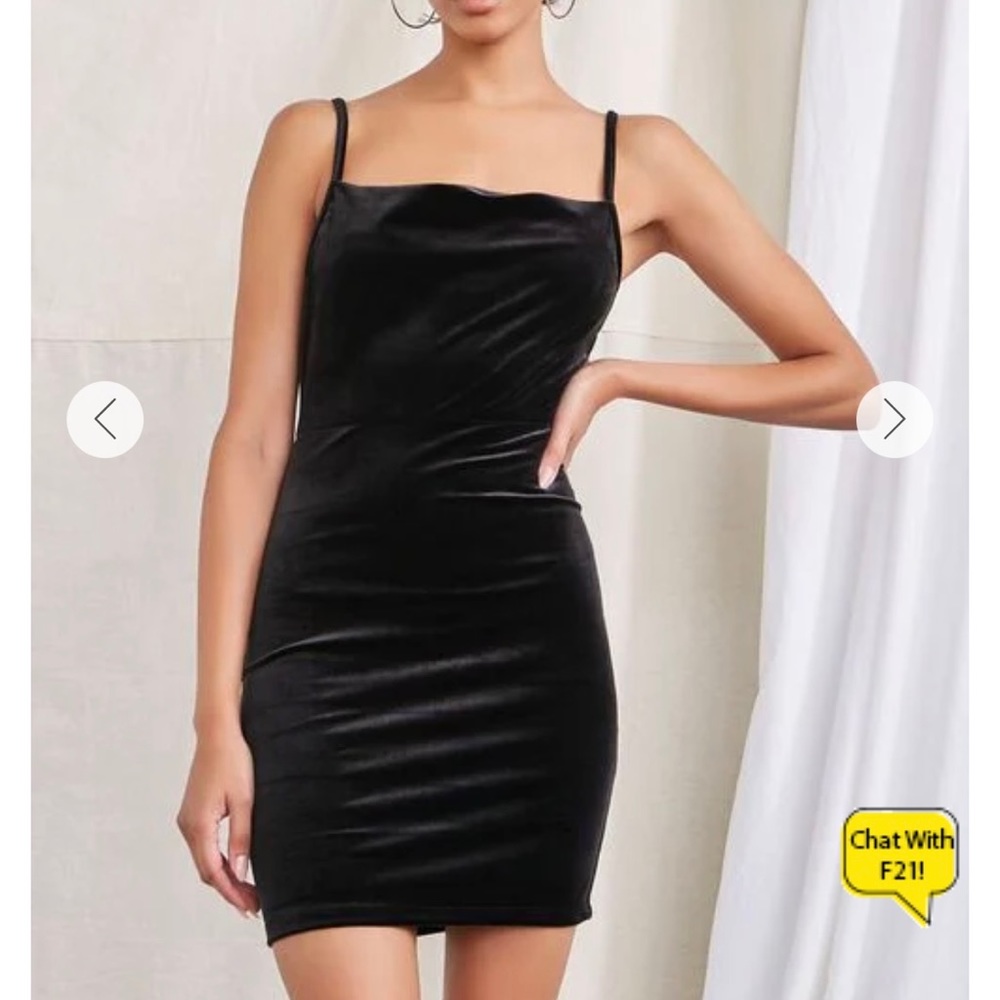 NWT Forever21 Black Velvet Cami Dress Bodycon Small